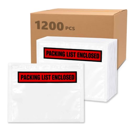Pack of 1200 Packing Slips Pouches 4.5" x 5.5", Clear Adhesive Invoice Packing Slip Envelopes Pouches, Shipping Label Sleeves, Top Loading Packings List Enclosed Packings Lists Envelopes Pouches