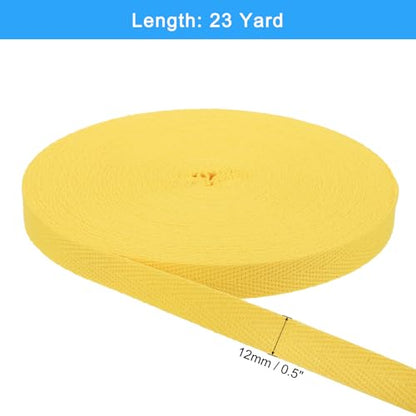 uxcell 23 Yards Cotton Twill Tape, 1/2-inch Herringbone Webbing Ribbon Bias Binding Tapes for Clothes Sewing, DIY Crafting (Bright Yellow) - color: Bright Yellow, size: 1/2-inch