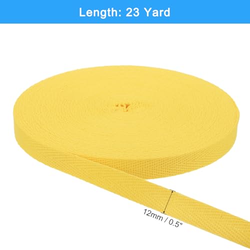 uxcell 23 Yards Cotton Twill Tape, 1/2-inch Herringbone Webbing Ribbon Bias Binding Tapes for Clothes Sewing, DIY Crafting (Bright Yellow) - color: Bright Yellow, size: 1/2-inch