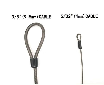 4mm Thick（5/32"） 7FT Thin Security Braided Coated Cable Anti-Lost Steel Cable Luggage Lock Double Loop Steel Cable (7FT) - size: 7FT
