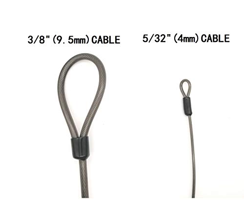 4mm Thick（5/32"） 7FT,15FT,30FT Braided Steel Coated Thin Security Cable Anti-Lost Steel Cable Luggage Lock Safety Cable Wire Double Loop (30FT) - size: 30FT