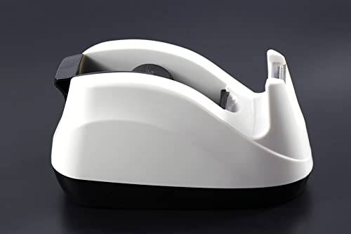 Heavy Base Nonskid Desk Tape Dispenser One-Hand Dispensing (White)