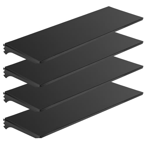 Eastern Tree 4 Packs Gondola Shelves 47 1/4”L x 13 1/2”W for Industrial Grade Black Pegboard Display Stand, 4 Shelves fit to 4x6.5 Feet Gondola Units - size: 4 Packs 4 Feet Width