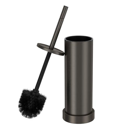 Brushed Nickel Toilet Brush and Holder Set, 304 Stainless Steel Toilet Brush for Bathroom, Heavy Duty Toilet Bowl Brush with Holder, Removable Inner Bowl and Splash Protection, Long Handle - color: Gray