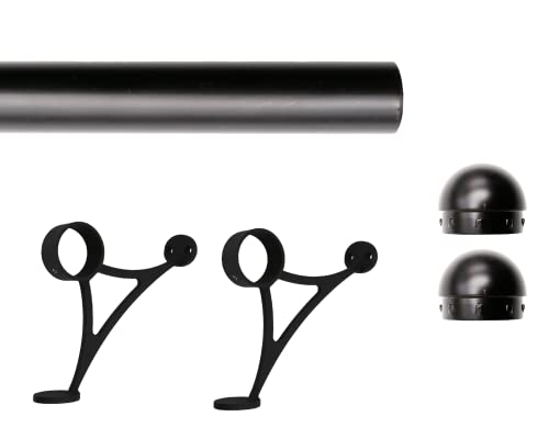 6 ft Stainless Steel Bar Foot Rail Kit, 2" OD 304 Stainless Tubing Set with Combination Brackets, End Caps & Internal Connector, Matte Black Finish Heavy Duty Footrest for Home Bar, Pub & Restaurant - size: 6 ft (72 in x 1), style: Domed End Cap