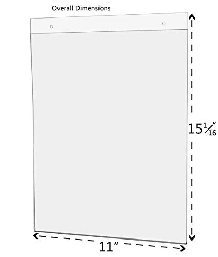 10 Pack Wall Mount Sign Holder for 11" x 14" Signage and Promotional Materials at Trade Shows Conventions and Expos Clear Acrylic with 2 Pre Drilled Holes and Hanging Hardware by Marketing Holders - size: 11"w x 14"h