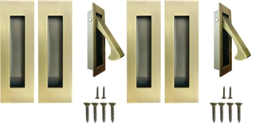 Pocket Door Handles and Edge Pull Antique Brass, 6Inch Pull Hardware Latch,Recessed Finger Flush Pulls,for Closet,Sliding,Barn Door (Pack of 2) - color: Antique Brass, size: 6Inch-B (Pack of 2)