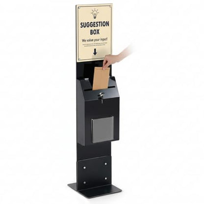 Leinuosen Floor Standing Locking Suggestion Box with 8.5 x 11 Sign Holder