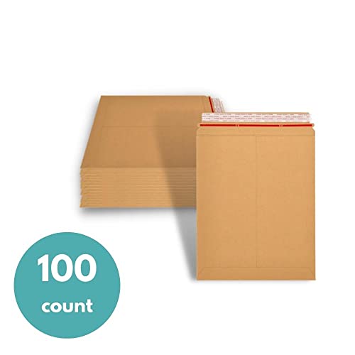 PSBM 100 PCS 11 x 13.5 Inch Kraft Rigid Photo Mailers, Cardboard Shipping Envelopes, Mailers for Shipping Photos, CDs, Documents, Catalogue, Or any Flat Object - color: Brown, size: 11" x 13.5"