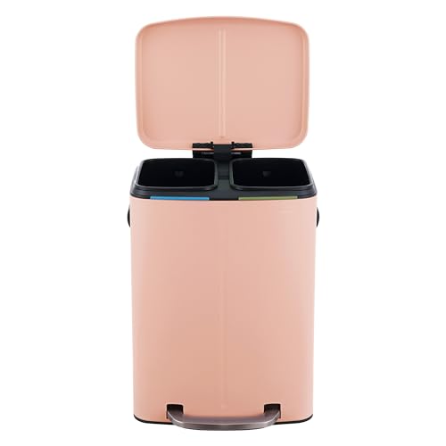 happimess Marco 10.6 Gal Double Bucket Step Trash Can, Flamingo Pink - color: Flamingo Pink