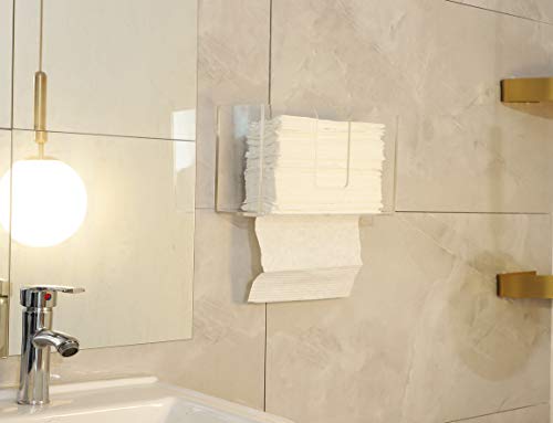 IEEK Paper Towel Dispenser Wall Mount Acrylic Paper Towel Holder for Bathroom Office and Kitchen,Hand Towel Dispenser Fits Multi-Fold Paper Towel,C-Fold, Zfold,Tri fold Paper Towels,Clear - color: Clear