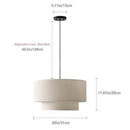 Aiwen 20" Drum Pendant Light Fixtures, 2-Tier Farmhouse Pendant Lighting