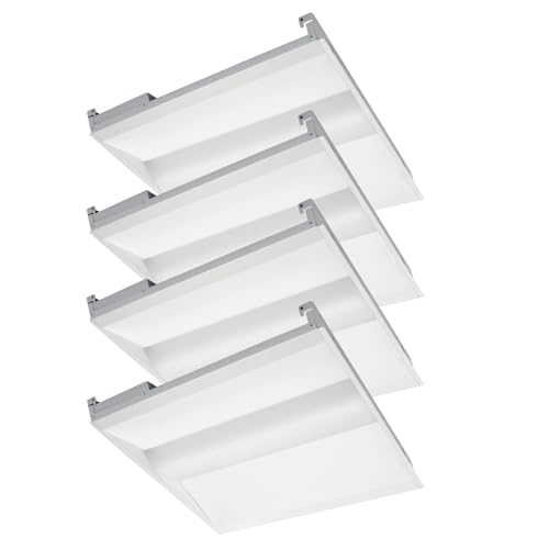 2x2 LED Troffer Center Basket Panel, 30W/35W/40W-Up to 5000 Lumens, 3500K/4000K/5000K Adjustable, 120-277Vac, 0-10V Dimmable Drop Ceiling Lights, UL Listed, 4PK - color: 2X2 FT, size: 4 Pack