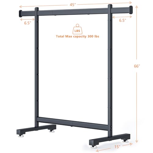 Wiracks Heavy Duty Clothes Rack for Hanging Clothes Clothing Rack 300LBS Portable Clothes Rack 45" L*15" W*66" H Thickened and Widened elliptical Tubes (Black)