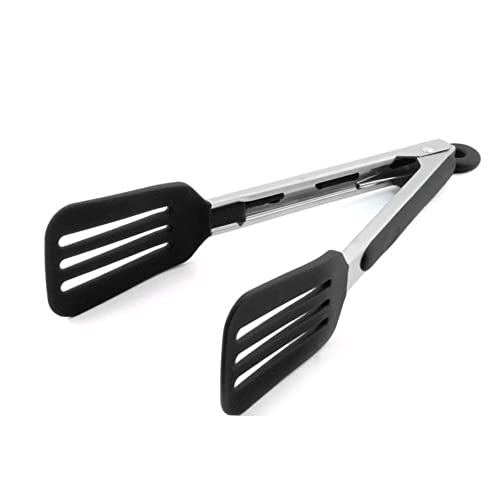 12 Inch Stainless Steel Silicone Cooking Tong (Black) - color: Black, size: 12 inch