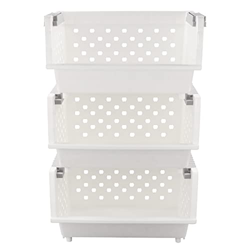 Stackable Pantry Storage Baskets, 3-Pack Snack Storage Baskets