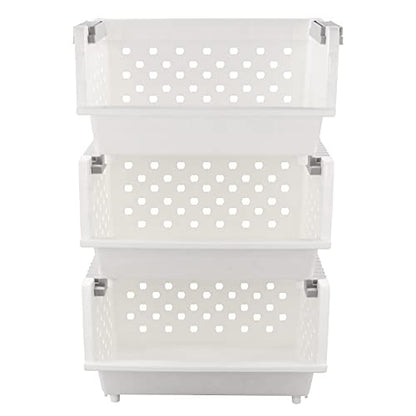 Stackable Pantry Storage Baskets, 3-Pack Snack Storage Baskets