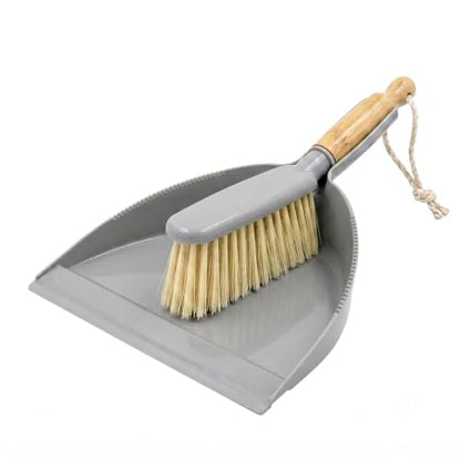 Dustpan and Brush Set -Small Broom Dustpan Set, Hand Broom and Dust Pan for Pet, Car, Dorm, Comping (Gray) - color: Gray