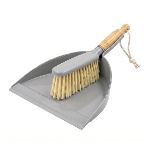 Dustpan and Brush Set -Small Broom Dustpan Set, Hand Broom and Dust Pan for Pet, Car, Dorm, Comping (Gray) - color: Gray