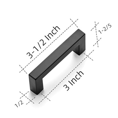 Ravinte Matte Black Cabinet Handles Square Pulls 3 Inch 10 Pack - size: 3-1/2 Inch (3 Inch Hole Center)