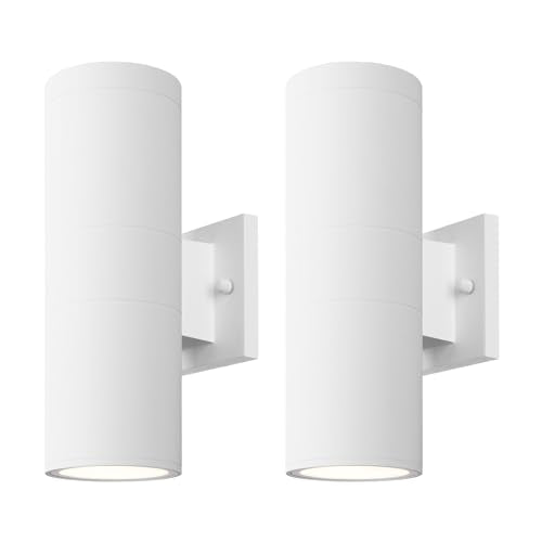 mirrea 12" Modern Outdoor Porch Light in 2 Lights, 2 Pack, Matte White - color: Matte White, size: 12-inch