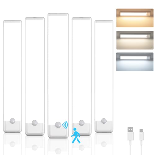 5-Pack Motion Sensor Under Cabinet Light, 3CCT, 7.9 inch - color: White, size: 7.9 inch