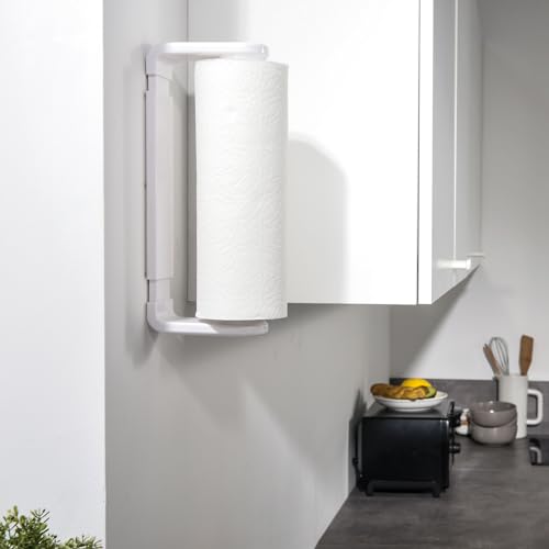 ONE Hand Tear Paper Towel Holder Under Cabinet/Wall for 9.4-11inch, White - color: White