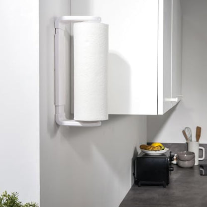 ONE Hand Tear Paper Towel Holder Under Cabinet/Wall for 9.4-11inch, White - color: White