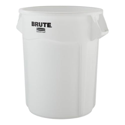 Rubbermaid Commercial Products BRUTE Heavy-Duty Round Vented Trash Can Without Lid, 55-Gallon, White, for Landscapers/Construction/Restaurant/Stadium/Back of House/Office/Warehouse/Home - color: White, size: 55G
