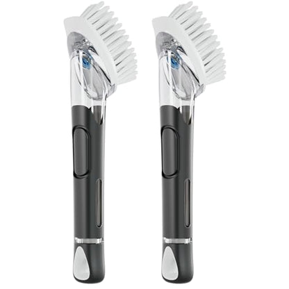 RIMAY Soap Dispensing Dish Brush Dish Scrubber with Soap Dispenser Handle - color: 2 Black