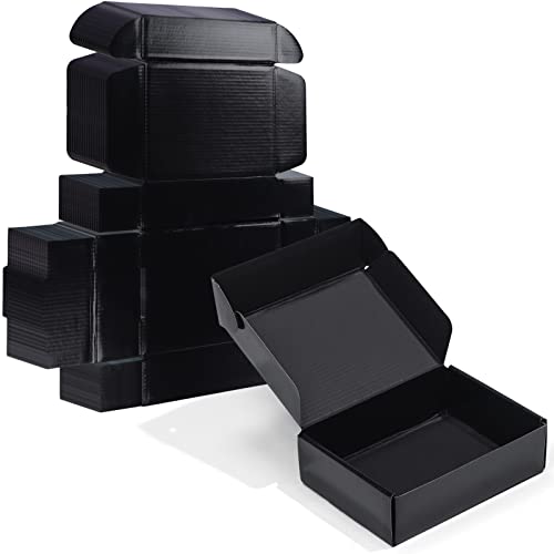 ZBEIVAN 7x5x2 Black Small Shipping Boxes, 20 Packs Corrugated Cardboard Mailer Boxes for Packaging Small Business Mailing Gifts Wrap Boxes with Lids - color: black, size: 7x5x2