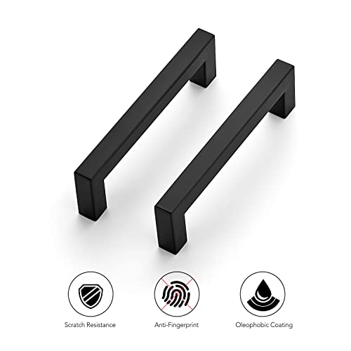Ravinte Matte Black Cabinet Handles Square Pulls 4-1/2 Inch 10 Pack - size: 5 Inch (4-1/2 Inch Hole Center)
