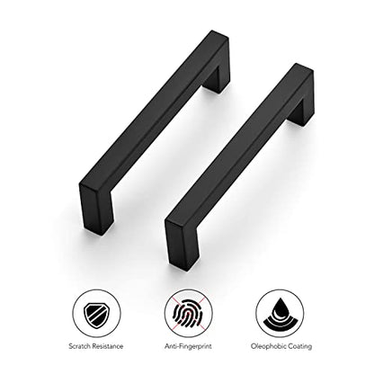 Ravinte Matte Black Cabinet Handles Square Pulls 4-1/2 Inch 10 Pack - size: 5 Inch (4-1/2 Inch Hole Center)