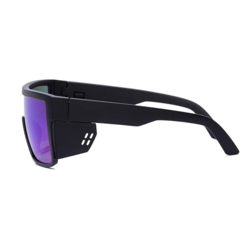 Polarized Safety Sunglasses, UV400 Protection, ANSI Z87.1 Wraparound Protective Eyewear - color: Matte Black Green Mirror