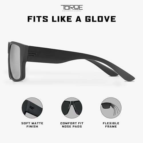 TOROE VALLEY Polarized z87+ Men Sunglasses - color: Matte Black | Black Emblem | Silver