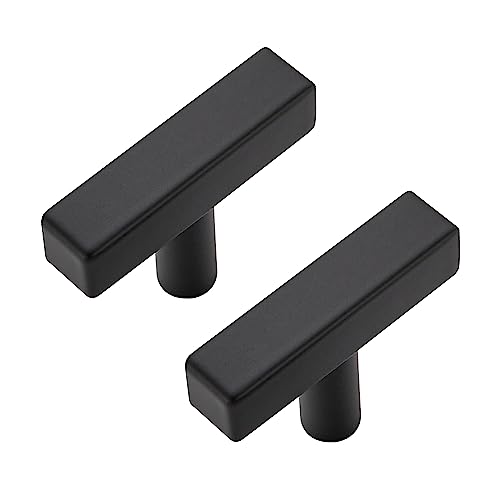 5 Pack Black Cabinet Knobs, 2in Length T-Square Bar Drawer Pulls - color: Matte Black, size: 5 Pack, style: Sqaure Bar