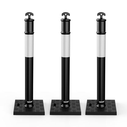 BATTIFE 45 Inch Traffic Safety Cones Delineator Posts with Base Black 3 Pcs - color: Black