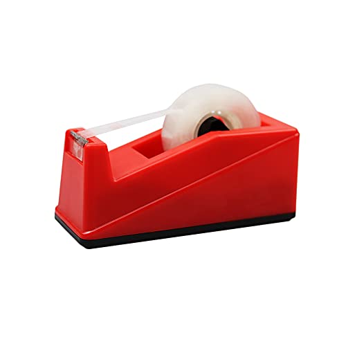 DBKMPZ Classic Desktop Tape Dispenser,1 in Core,Non-Skid Base - with 1 Premium Rolls Invisible Clear Tape, Perfect for Office, Home, School (Red)