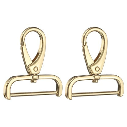 HARFINGTON 2Pcs Detachable Snap Hook Swivel Clasp 1 1/2" D Ring with Swivel Lobster Claw Clasps Hook for Purse Strap Keychain Bag DIY Craft, Gold - color: Gold, size: 1 1/2"