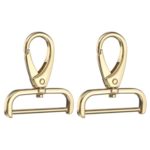 HARFINGTON 2Pcs Detachable Snap Hook Swivel Clasp 1 1/2" D Ring with Swivel Lobster Claw Clasps Hook for Purse Strap Keychain Bag DIY Craft, Gold - color: Gold, size: 1 1/2"
