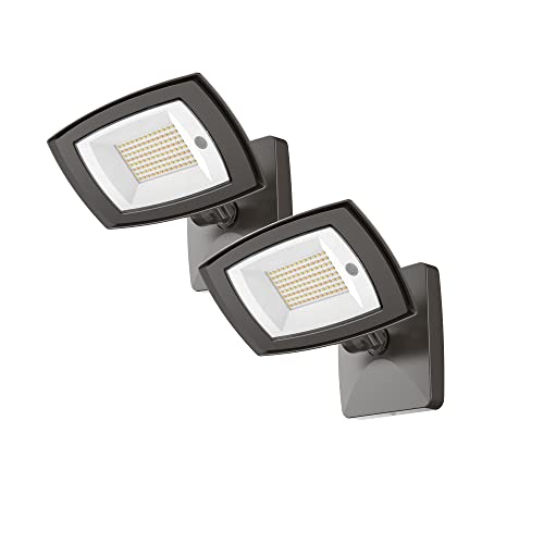 TIERONE 28W LED Flood Light with Remote Control 5 CCT tunable Outdoor LED Security Light for Gardens Garage UL Listed Residential LED Full Cutoff Wall Pack 3200LM IP65 Waterproof Dark Bronze 2 Pack - color: DARK BRONZE-2PK, size: 28W
