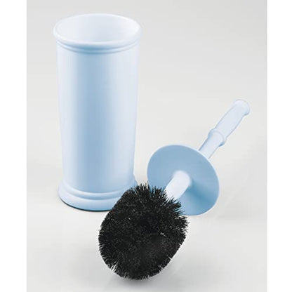 mDesign Toilet Bowl Brush and Holder - Covered Bathroom Toilet Brush - Standing Toilet Bowl Scrubber in Modern Holder - Space Saving, Deep Cleaning Brush for Toilet - Hyde Collection - Light Blue - color: Light Blue, size: Pack of 1