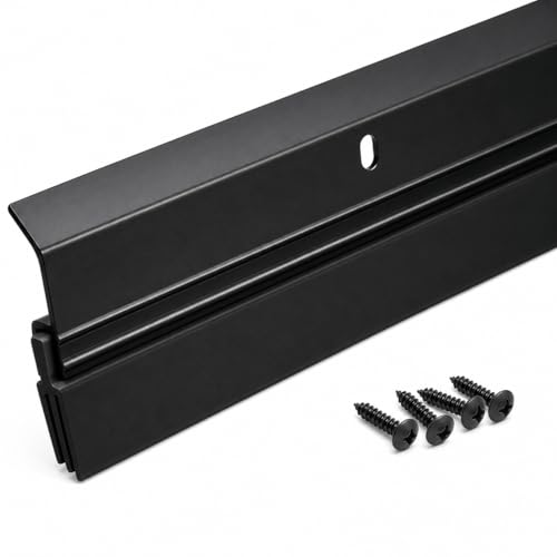 Heavy Duty Silver Triple Seal Door Sweep for Gaps up to 1" Made in USA V-62T (3 FT (36") Long) (Black, 36 INCHES)