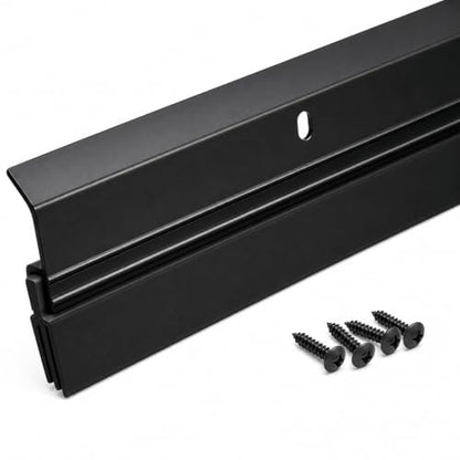 Heavy Duty Silver Triple Seal Door Sweep for Gaps up to 1" Made in USA V-62T (3 FT (36") Long) (Black, 36 INCHES)