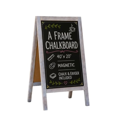 Ilyapa A Frame Chalk Board Easel Sign 40x20 in - Sandwich Signs Outdoor - color: Rustic Grey Wash