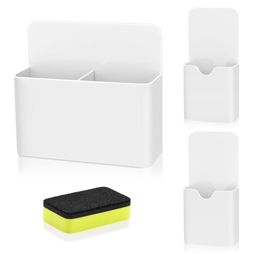 MoKo Magnetic Pen Holder Set, 3-Pack with Eraser, White - color: White-3 Pack