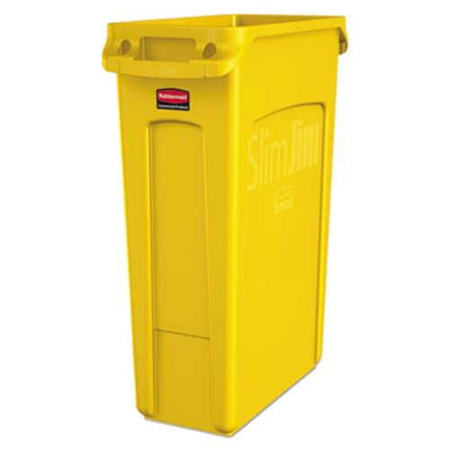 Rubbermaid Commercial Products Slim Jim Trash Can, Yellow, 23-Gallon - color: Yellow, size: 23 Gal