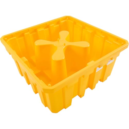 Global Industrial IBC Spill Containment Pallet with Drain, 4-Way Forklift Pockets, 365 Gallon Capacity, 8000 Lbs Capacity, 66"W x 66"D x 30"H, Bright Yellow