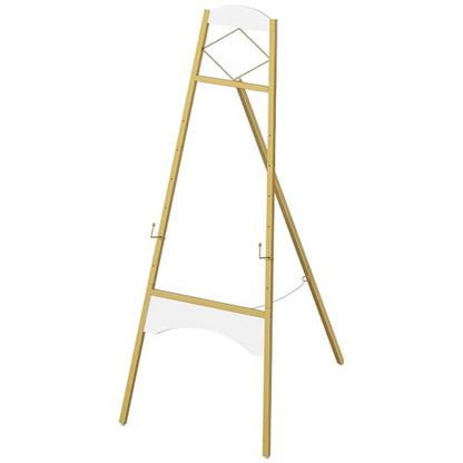 CHOEZON 43" Gold Easel Stand for Sign, Display Easel with 6 Adjustable Height Levels, Metal Art Easel, Poster Stand for Painting, Wedding Welcome Signs Holder, Gold and White TCJ26JW