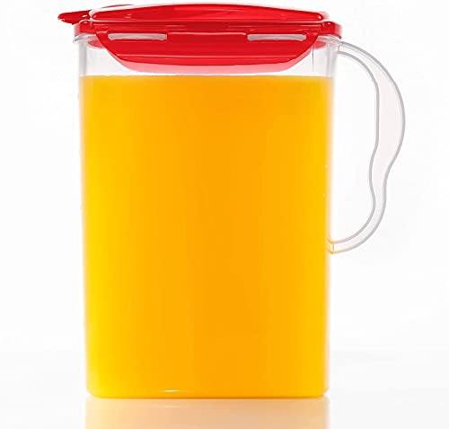 LocknLock Aqua Fridge Door Water Jug | Clear Pitcher | BPA Free Plastic Pitcher with Lid | 3 Quart Pitcher with Lid for Water, Juice, Tea & More Beverages, Red - color: Red, size: 96 Ounces